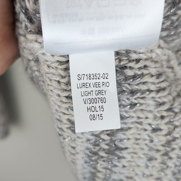 NWT GAP Lurex Metallic Wool Mohair Blend Oversized V-Neck Knit Sweater sz M - Picture 10 of 10